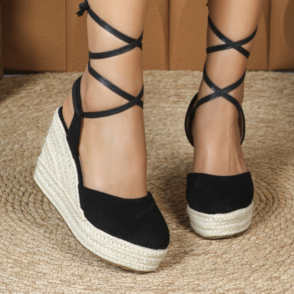Espadrille Wedge Shoes - Женские эспадрильи, сандалии с ремешком на