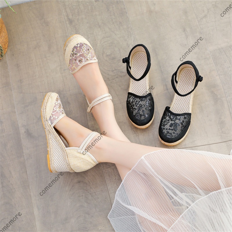 Espadrille Wedge Shoes - Женские летние сандалии на танкетке с