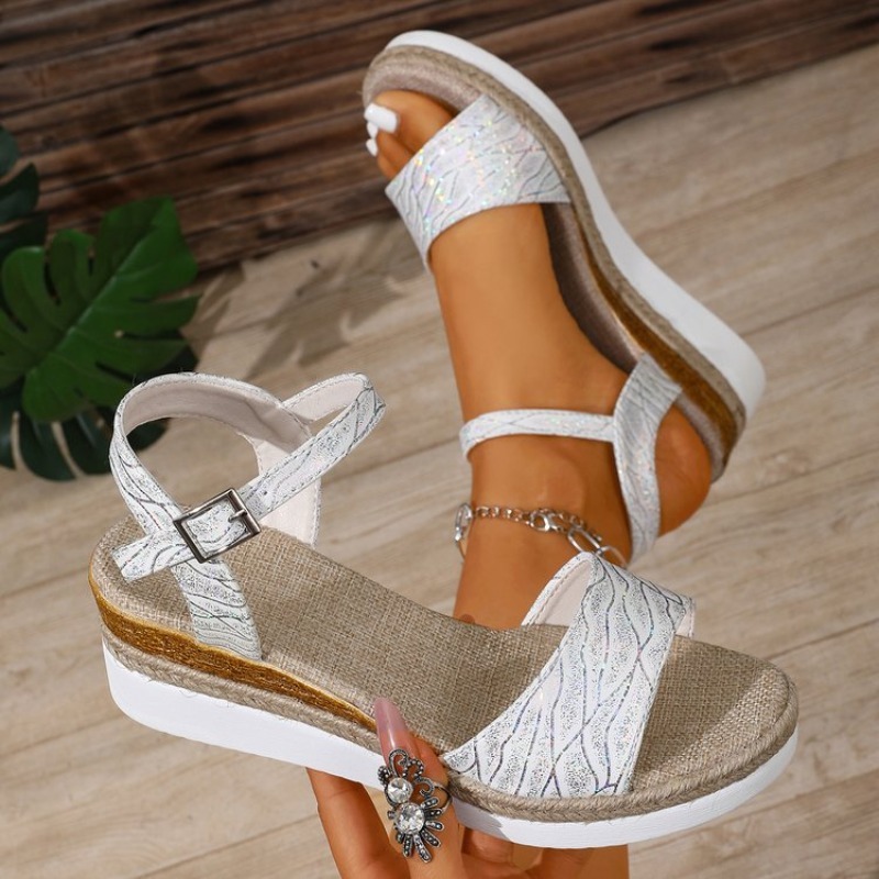 Espadrille Wedge Shoes - Новые женские белые сандалии на танкетке