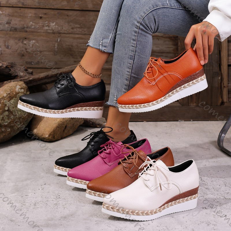 Кожаные женские туфли-оксфорды – обзор и цена Espadrille Wedge Shoes