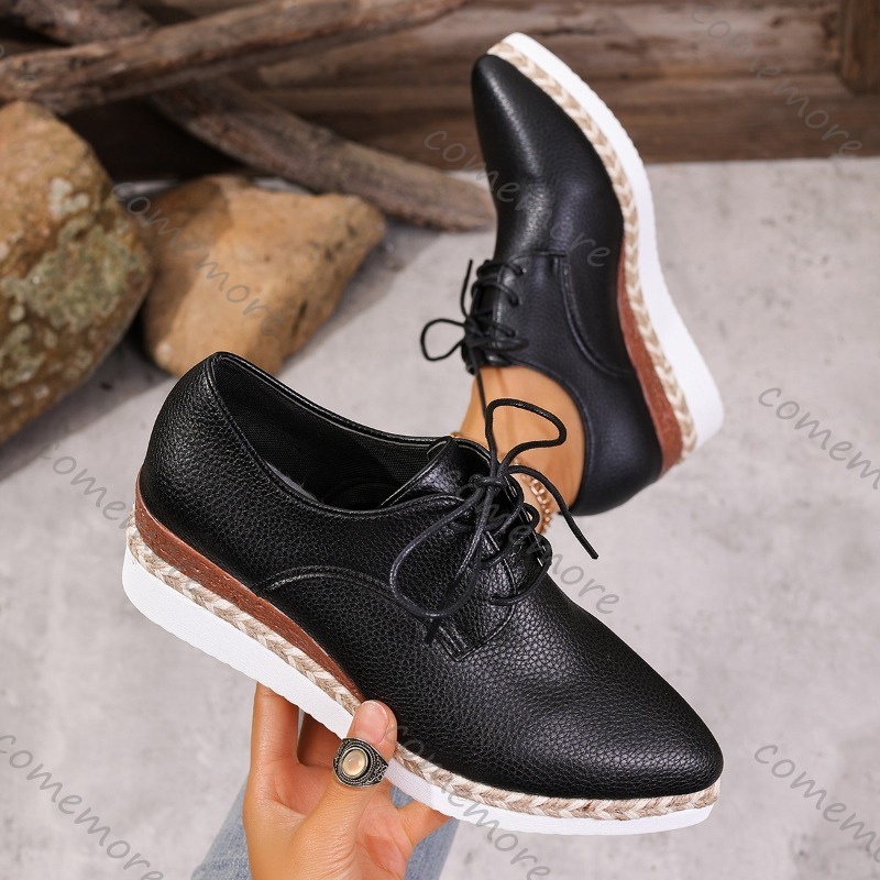 Кожаные женские туфли-оксфорды – обзор и цена Espadrille Wedge Shoes