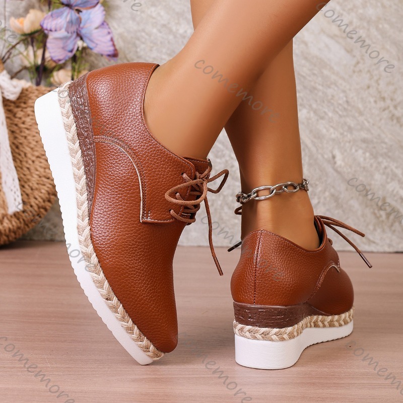Кожаные женские туфли-оксфорды – обзор и цена Espadrille Wedge Shoes